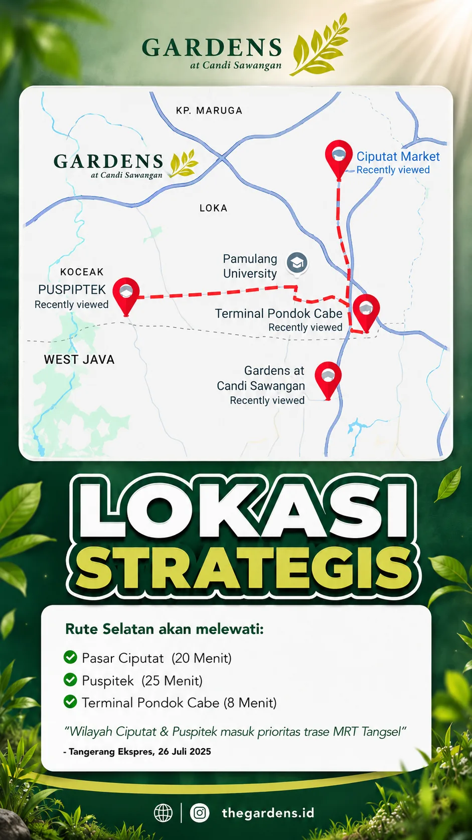 peta alokasi Gardens at Candi Sawangan